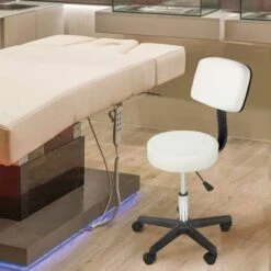 Sgabello Estetista Girevole Schienale Seduta In Ecopelle Salone Studio Bianco -Armonia Casa 8938070 4