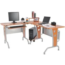 HomCom Scrivania Ad Angolo Per Computer Scrivania Da Ufficio PC In Legno Marrone