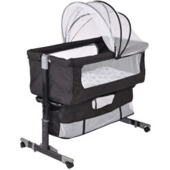 Culla Multifunzionale Regolabile In Altezza 925870-90cm Upgrade (Nero) -Armonia Casa 89967757 4