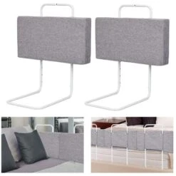 Hengda Sponda Letto Griglia Di Protezione Per Il Letto Bambini 50 Cm Barriere Per Letto Anticaduta Regolabile In Altezza Per Letto, Protezioni Laterali Regolabili, 2 Pezzo, Grigio Lino