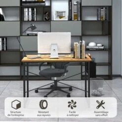 COSTWAY Scrivania Per Computer Con Telaio In Metallo, Borsa Portaoggetti Laterale E Cuscinetti Antiscivolo, Scrivainia Moderna E Salvaspazio Per Ufficio E Casa (102 X 51 X 76 Cm, Marrone Rustico) 6 COSTWAY Scrivania Per Computer Con Telaio In Metallo, Borsa Portaoggetti Laterale E Cuscinetti Antiscivolo, Scrivainia Moderna E Salvaspazio Per Ufficio E Casa (102 X 51 X 76 Cm, Marrone Rustico) -Armonia Casa 90486138 2
