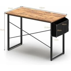 COSTWAY Scrivania Per Computer Con Telaio In Metallo, Borsa Portaoggetti Laterale E Cuscinetti Antiscivolo, Scrivainia Moderna E Salvaspazio Per Ufficio E Casa (102 X 51 X 76 Cm, Marrone Rustico) 9 COSTWAY Scrivania Per Computer Con Telaio In Metallo, Borsa Portaoggetti Laterale E Cuscinetti Antiscivolo, Scrivainia Moderna E Salvaspazio Per Ufficio E Casa (102 X 51 X 76 Cm, Marrone Rustico) -Armonia Casa 90486138 5
