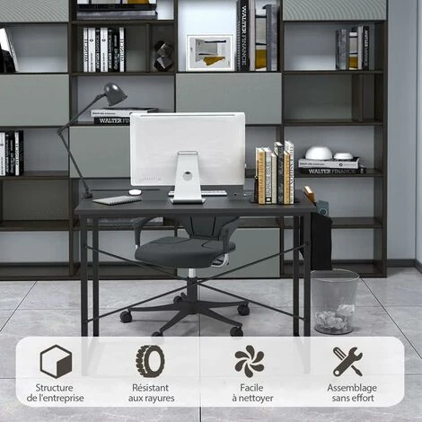 COSTWAY Scrivania Per Computer Con Telaio In Metallo, Borsa Portaoggetti Laterale E Cuscinetti Antiscivolo, Scrivainia Moderna E Salvaspazio Per Ufficio E Casa (102 X 51 X 76 Cm, Nero) 2 COSTWAY Scrivania Per Computer Con Telaio In Metallo, Borsa Portaoggetti Laterale E Cuscinetti Antiscivolo, Scrivainia Moderna E Salvaspazio Per Ufficio E Casa (102 X 51 X 76 Cm, Nero) - immagine 2