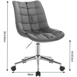 WOLTU Sedia Da Scrivania Per Ufficio Studio. Sgabello Girevole Altezza Regolabile Con Schienale In Velluto Grigio Scuro 7 WOLTU Sedia Da Scrivania Per Ufficio Studio. Sgabello Girevole Altezza Regolabile Con Schienale In Velluto Grigio Scuro -Armonia Casa 90500503 3