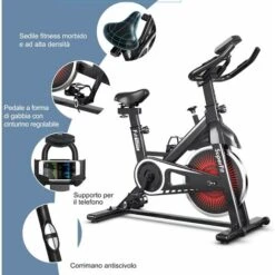 GOPLUS Cyclette Da Esercizio, Resistenza All'Attrito, Portata Di 120 Kg, Sella E Manubrio Regolabili, Manubrio Con Cardiofrequenzimetro, Monitor Digitale, Volano 6 KG, Ideale Per Casa/Ufficio (Bianco) -Armonia Casa 90780294 3
