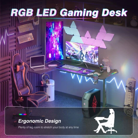 Scrivania Gaming PC 160cm Angolare Grande Scrivania Gamer Angolo Salvaspazio Tavolo Gaming Con LED RGB Per Studio Stanza Forma L 2 Scrivania Gaming PC 160cm Angolare Grande Scrivania Gamer Angolo Salvaspazio Tavolo Gaming Con LED RGB Per Studio Stanza Forma L - immagine 2