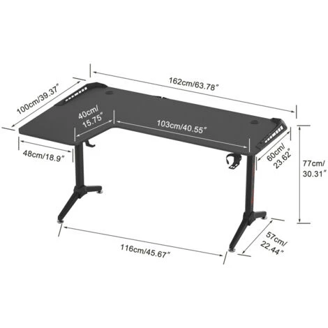 Scrivania Gaming PC 160cm Angolare Grande Scrivania Gamer Angolo Salvaspazio Tavolo Gaming Con LED RGB Per Studio Stanza Forma L 5 Scrivania Gaming PC 160cm Angolare Grande Scrivania Gamer Angolo Salvaspazio Tavolo Gaming Con LED RGB Per Studio Stanza Forma L - immagine 5