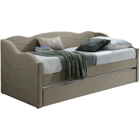 Letto Divano A Scomparsa 2 X 90 X 190 Cm Velluto Beige - LENVIA 4 Letto Divano A Scomparsa 2 X 90 X 190 Cm Velluto Beige - LENVIA - immagine 4