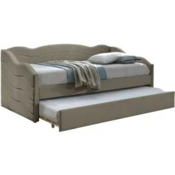 Letto Divano A Scomparsa 2 X 90 X 190 Cm Velluto Beige - LENVIA 9 Letto Divano A Scomparsa 2 X 90 X 190 Cm Velluto Beige - LENVIA -Armonia Casa 90889041 5