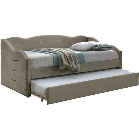 Letto Divano A Scomparsa 2 X 90 X 190 Cm Velluto Beige - LENVIA 5 Letto Divano A Scomparsa 2 X 90 X 190 Cm Velluto Beige - LENVIA - immagine 5