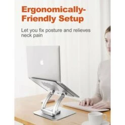 Supporto Laptop Regolabile Girevole, 360° Supporto PC Portatile Brevettato Pieghevole Per Lavoro Collaborativo, Laptop Stand Compatibile Con MacBook Pro/Air, Notebook 10-17" -Argent -Armonia Casa 90982710 5