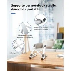 Supporto Per Laptop Supporto Per Laptop Regolabile In Alluminio, Supporto Per Laptop Pieghevole Di Raffreddamento-grigio -Armonia Casa 90982899 3