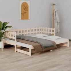 Dormeuse Estraibile 2x(80x200) Cm - Letto Per Adulti In Legno Massello Di Pino BV390837 - BonneVie