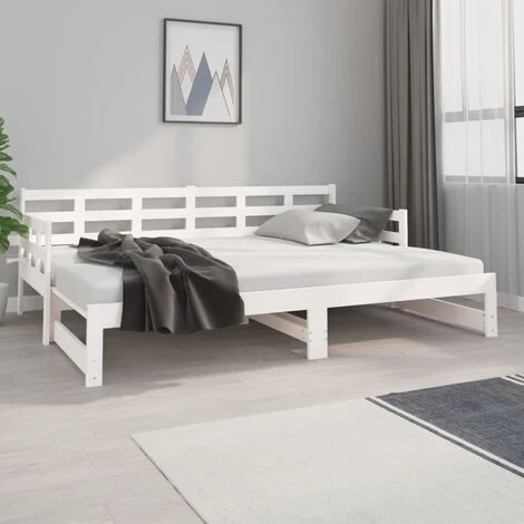 Dormeuse Estraibile - Letto Per Adulti Bianca Legno Massello Di Pino 2x(80x200) Cm BV662460 - BonneVie 3 Dormeuse Estraibile - Letto Per Adulti Bianca Legno Massello Di Pino 2x(80x200) Cm BV662460 - BonneVie - immagine 3