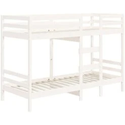 Letto A Castello Struttura Letto - Letto Per Adulti Bianco 90x200 Cm In Legno Massello Di Pino BV954703 - BonneVie -Armonia Casa 91051328 4