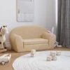 Divano Per Bambini A 2 Posti - Divano Relax Sofa Crema In Morbido Peluche BV902556 - BonneVie