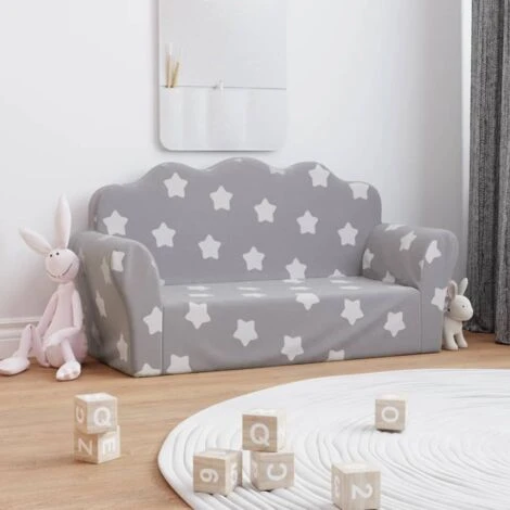 Divano Per Bambini 2 Posti - Divano Relax Sofa Grigio Chiaro Stelle Morbido Peluche BV788152 - BonneVie 1 Divano Per Bambini 2 Posti - Divano Relax Sofa Grigio Chiaro Stelle Morbido Peluche BV788152 - BonneVie