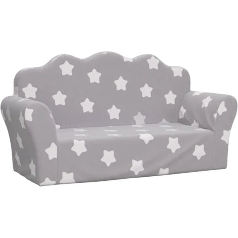 Divano Per Bambini 2 Posti - Divano Relax Sofa Grigio Chiaro Stelle Morbido Peluche BV788152 - BonneVie 2 Divano Per Bambini 2 Posti - Divano Relax Sofa Grigio Chiaro Stelle Morbido Peluche BV788152 - BonneVie - immagine 2