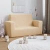 Divano Per Bambini A 2 Posti - Divano Relax Sofa Crema In Morbido Peluche BV556966 - BonneVie