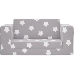 Divano Per Bambini 2 Posti - Divano Relax Sofa Grigio Chiaro Stelle Morbido Peluche BV109928 - BonneVie -Armonia Casa 91515461 3
