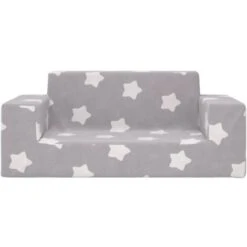 Divano Per Bambini 2 Posti - Divano Relax Sofa Grigio Chiaro Stelle Morbido Peluche BV864141 - BonneVie -Armonia Casa 91515739 3