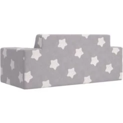 Divano Per Bambini 2 Posti - Divano Relax Sofa Grigio Chiaro Stelle Morbido Peluche BV864141 - BonneVie -Armonia Casa 91515739 5