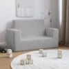 Divano Per Bambini A 2 Posti - Divano Relax Sofa Grigio Chiaro In Morbido Peluche BV505953 - BonneVie