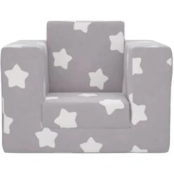 Divano Per Bambini - Divano Relax Sofa Grigio Chiaro Con Stelle In Morbido Peluche BV998119 - BonneVie -Armonia Casa 91515793 3