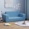 Divano Per Bambini A 2 Posti - Divano Relax Sofa Blu In Morbido Peluche BV291713 - BonneVie