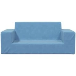 Divano Per Bambini A 2 Posti - Divano Relax Sofa Blu In Morbido Peluche BV291713 - BonneVie -Armonia Casa 91515882 3