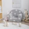 Divano Per Bambini - Divano Relax Sofa Grigio Chiaro Con Stelle In Morbido Peluche BV500118 - BonneVie