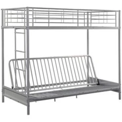 Letto A Soppalco Con Divano Letto 90 X 190 Cm Metallo Argento - MODULO V -Armonia Casa 91946741 3