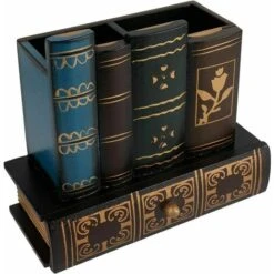 Portapenne In Legno, Portapenne In Legno Vintage, Portapenne Multifunzionale, Organizer Da Scrivania A Forma Di Libro In Legno, Portapenne Per Trucco Con Cassetto, Adatto Per Casa, Ufficio