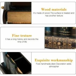 Portapenne In Legno, Portapenne In Legno Vintage, Portapenne Multifunzionale, Organizer Da Scrivania A Forma Di Libro In Legno, Portapenne Per Trucco Con Cassetto, Adatto Per Casa, Ufficio -Armonia Casa 92045246 3