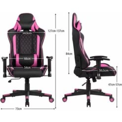 COSTWAY Sedia Da Gioco Ergonomica, Sedia Da Gaming Con Schienale Alto E Supporto Lombare, Girevole A 360°, Schienale E Bracciolo Regolabili, Per Ufficio, Sala Giochi (rosa) 9 COSTWAY Sedia Da Gioco Ergonomica, Sedia Da Gaming Con Schienale Alto E Supporto Lombare, Girevole A 360°, Schienale E Bracciolo Regolabili, Per Ufficio, Sala Giochi (rosa) -Armonia Casa 92059585 5