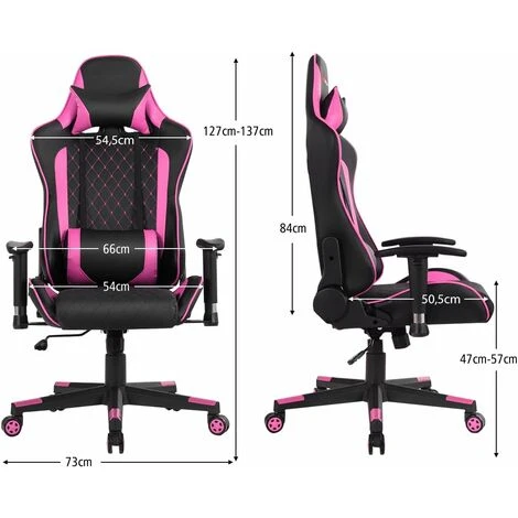 COSTWAY Sedia Da Gioco Ergonomica, Sedia Da Gaming Con Schienale Alto E Supporto Lombare, Girevole A 360°, Schienale E Bracciolo Regolabili, Per Ufficio, Sala Giochi (rosa) 5 COSTWAY Sedia Da Gioco Ergonomica, Sedia Da Gaming Con Schienale Alto E Supporto Lombare, Girevole A 360°, Schienale E Bracciolo Regolabili, Per Ufficio, Sala Giochi (rosa) - immagine 5