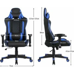 COSTWAY Sedia Da Gioco Ergonomica, Sedia Da Gaming Con Schienale Alto E Supporto Lombare, Girevole A 360°, Schienale E Bracciolo Regolabili, Per Ufficio, Sala Giochi (blu) -Armonia Casa 92059599 5
