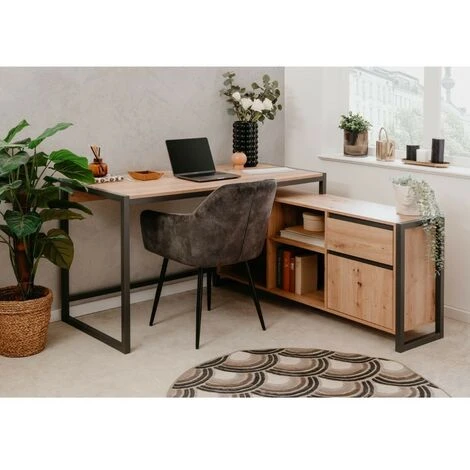 Scrivania Angolare Reversibile Quercia Antracite Denver37A 2 Scrivania Angolare Reversibile Quercia Antracite Denver37A - immagine 2