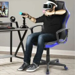 Sedia Poltrona Gaming Scrivana Ufficio Casa Regolabile Girevole Direzionale Blu -Armonia Casa 93984214 3