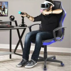 Sedia Poltrona Gaming Scrivana Ufficio Casa Regolabile Girevole Direzionale Blu -Armonia Casa 93984214 5