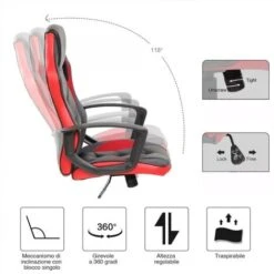 Sedia Poltrona Gaming Scrivana Ufficio Casa Regolabile Girevole Direzionale Ross -Armonia Casa 93984980 3