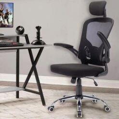 Sedia Da Ufficio Ergonomica Con Schienale Alto E Poggiatesta Braccioli 3D Nero 8 Sedia Da Ufficio Ergonomica Con Schienale Alto E Poggiatesta Braccioli 3D Nero -Armonia Casa 94091900 4
