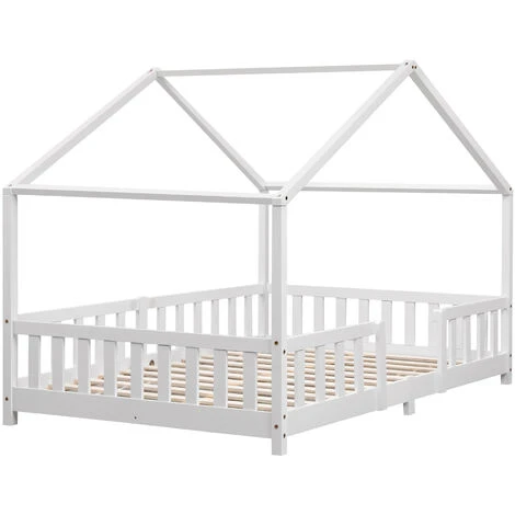 Nova Letto A Forma Di Casetta Con Barriere Laterali E Telaio Bianco Varie Misure Colore : 120x200 Cm 2 Nova Letto A Forma Di Casetta Con Barriere Laterali E Telaio Bianco Varie Misure Colore : 120x200 Cm - immagine 2