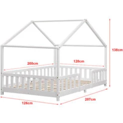 Nova Letto A Forma Di Casetta Con Barriere Laterali E Telaio Bianco Varie Misure Colore : 120x200 Cm 7 Nova Letto A Forma Di Casetta Con Barriere Laterali E Telaio Bianco Varie Misure Colore : 120x200 Cm -Armonia Casa 94577457 3