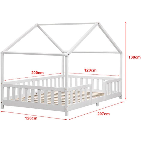 Nova Letto A Forma Di Casetta Con Barriere Laterali E Telaio Bianco Varie Misure Colore : 120x200 Cm 3 Nova Letto A Forma Di Casetta Con Barriere Laterali E Telaio Bianco Varie Misure Colore : 120x200 Cm - immagine 3