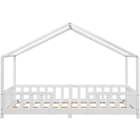 Nova Letto A Forma Di Casetta Con Barriere Laterali E Telaio Bianco Varie Misure Colore : 120x200 Cm 5 Nova Letto A Forma Di Casetta Con Barriere Laterali E Telaio Bianco Varie Misure Colore : 120x200 Cm - immagine 5