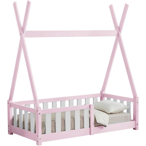 Nova Letto A Forma Di Tenda Indiana Con Sponde In Legno Pino 70 X 140 Cm Vari Colori Dimensioni : Rosa 2 Nova Letto A Forma Di Tenda Indiana Con Sponde In Legno Pino 70 X 140 Cm Vari Colori Dimensioni : Rosa - immagine 2