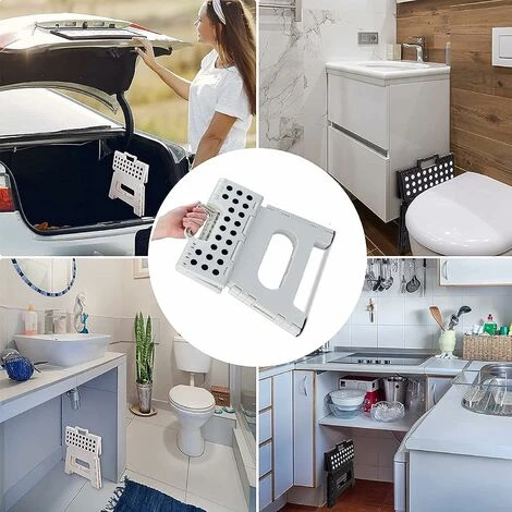 Sgabello Pieghevole - Altezza 9" Per Bambini E Adulti, Cucina, Giardino, Bagno (Bianco) 5 Sgabello Pieghevole - Altezza 9" Per Bambini E Adulti, Cucina, Giardino, Bagno (Bianco) - immagine 5