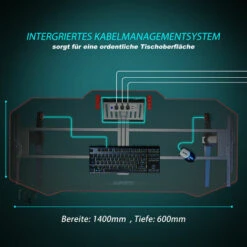 SONNI Gaming Table Tavolo Da Computer Ergonomico, Con Tappetino Per Mouse, 2 Ganci, Porta Bevande E Porta Cuffie, Carbon Optics Black 140cm 8 SONNI Gaming Table Tavolo Da Computer Ergonomico, Con Tappetino Per Mouse, 2 Ganci, Porta Bevande E Porta Cuffie, Carbon Optics Black 140cm -Armonia Casa 95045761 4