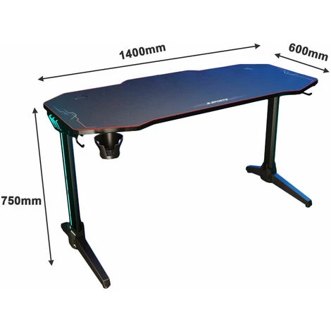 SONNI Gaming Table Tavolo Da Computer Ergonomico, Con Tappetino Per Mouse, 2 Ganci, Porta Bevande E Porta Cuffie, Carbon Optics Black 140cm 5 SONNI Gaming Table Tavolo Da Computer Ergonomico, Con Tappetino Per Mouse, 2 Ganci, Porta Bevande E Porta Cuffie, Carbon Optics Black 140cm - immagine 5